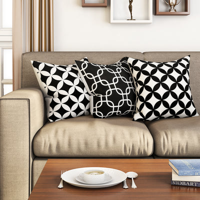 SEJ  Cotton  Geometric HD Digital Premium 16 by 16 cushion covers (Set of 3) SBCCDPM0013PBOT