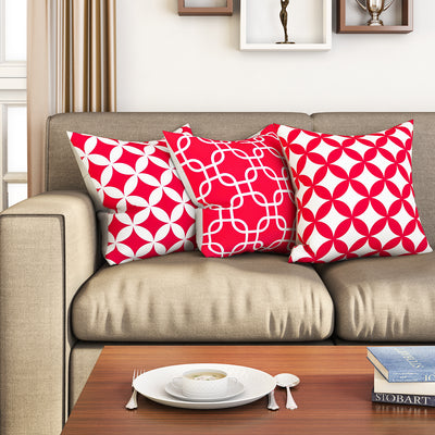 SEJ  Cotton  Geometric HD Digital Premium 16 by 16 cushion covers (Set of 3) SBCCDPM0013PPOT