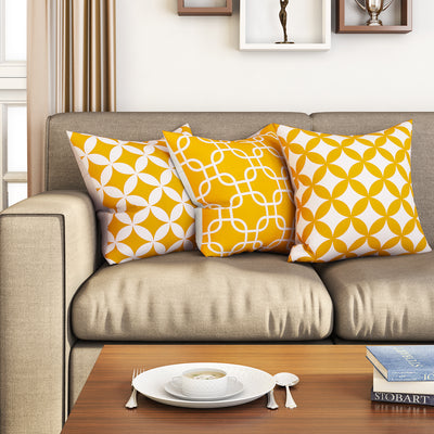 SEJ  Cotton  Geometric HD Digital Premium 16 by 16 cushion covers (Set of 3) SBCCDPM0013PYOT