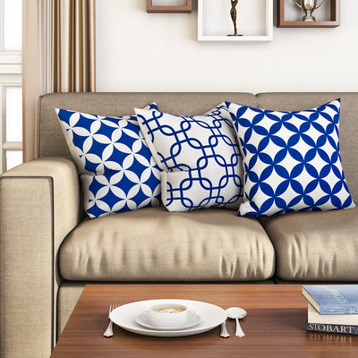 SEJ  Cotton  Geometric HD Digital Premium 16 by 16 cushion covers (Set of 3) SBCCDPM0023PNOT