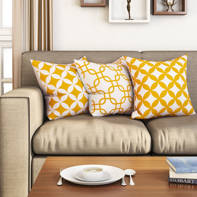 SEJ  Cotton  Geometric HD Digital Premium 16 by 16 cushion covers (Set of 3) SBCCDPM0023PYOT