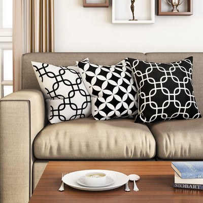 SEJ  Cotton  Geometric HD Digital Premium 16 by 16 cushion covers (Set of 3) SBCCDPM0033PBOT