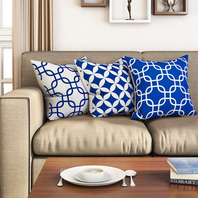 SEJ  Cotton  Geometric HD Digital Premium 16 by 16 cushion covers (Set of 3) SBCCDPM0033PNOT