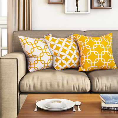SEJ  Cotton  Geometric HD Digital Premium 16 by 16 cushion covers (Set of 3) SBCCDPM0033PYOT