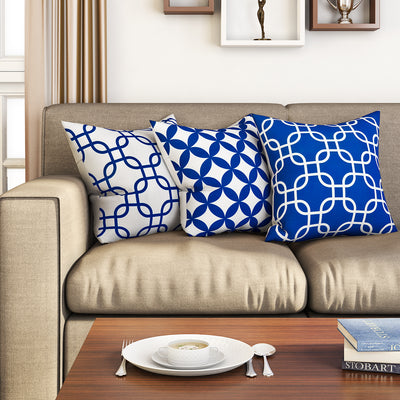 SEJ  Cotton  Geometric HD Digital Premium 16 by 16 cushion covers (Set of 3) SBCCDPM0043PNOT
