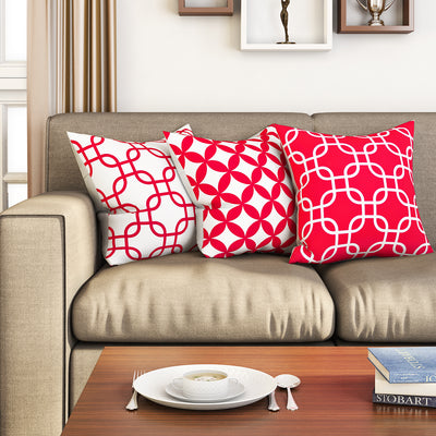 SEJ  Cotton  Geometric HD Digital Premium 16 by 16 cushion covers (Set of 3) SBCCDPM0043PPOT