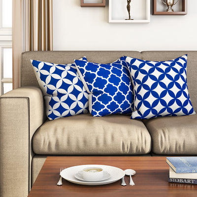 SEJ  Cotton  Geometric HD Digital Premium 16 by 16 cushion covers (Set of 3) SBCCDPM0053PNOT