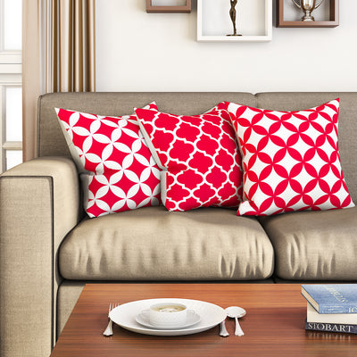 SEJ  Cotton  Geometric HD Digital Premium 16 by 16 cushion covers (Set of 3) SBCCDPM0053PPOT