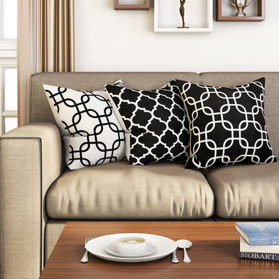 SEJ  Cotton  Geometric HD Digital Premium 16 by 16 cushion covers (Set of 3) SBCCDPM0063PBOT