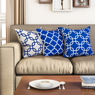 SEJ  Cotton  Geometric HD Digital Premium 16 by 16 cushion covers (Set of 3) SBCCDPM0063PNOT