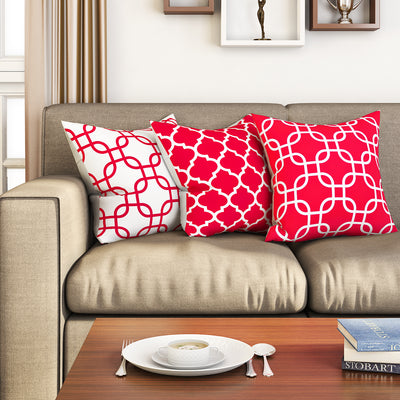 SEJ  Cotton  Geometric HD Digital Premium 16 by 16 cushion covers (Set of 3) SBCCDPM0063PPOT
