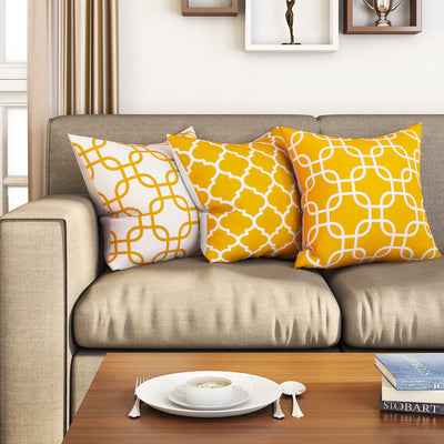 SEJ  Cotton  Geometric HD Digital Premium 16 by 16 cushion covers (Set of 3) SBCCDPM0063PYOT