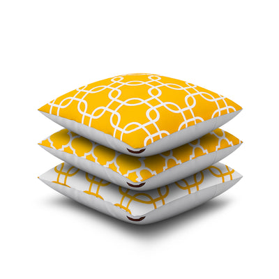 SEJ  Cotton  Geometric HD Digital Premium 16 by 16 cushion covers (Set of 3) SBCCDPM0063PYOT