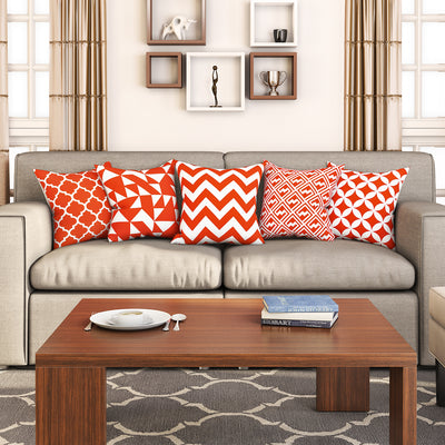 SEJ  Cotton  Geometric HD Digital Premium 16 by 16 cushion covers (Set of 5) SBCCDPM0145POT