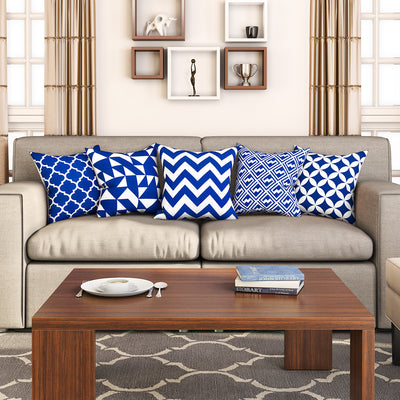 SEJ  Cotton  Geometric HD Digital Premium 16 by 16 cushion covers (Set of 5) SBCCDPM0155POT