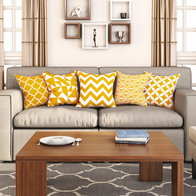 SEJ  Cotton  Geometric HD Digital Premium 16 by 16 cushion covers (Set of 5) SBCCDPM0165POT