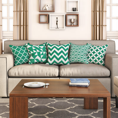 SEJ  Cotton  Geometric HD Digital Premium 16 by 16 cushion covers (Set of 5) SBCCDPM0175POT