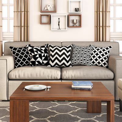 SEJ  Cotton  Geometric HD Digital Premium 16 by 16 cushion covers (Set of 5) SBCCDPM0185POT