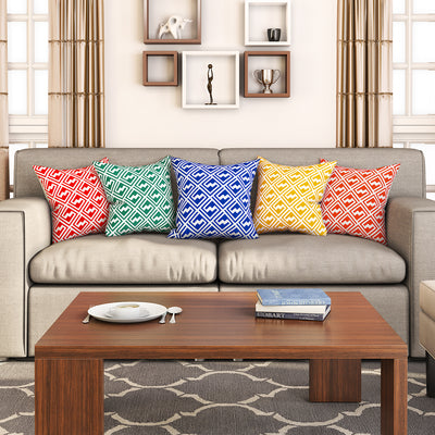SEJ  Cotton  Geometric HD Digital Premium 16 by 16 cushion covers (Set of 5) SBCCDPM0195POT