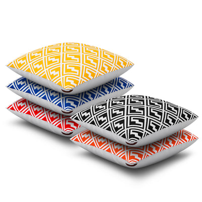 SEJ  Cotton  Geometric HD Digital Premium 16 by 16 cushion covers (Set of 5) SBCCDPM0195POT