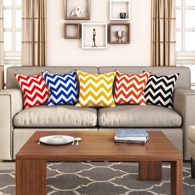 SEJ  Cotton  Geometric HD Digital Premium 16 by 16 cushion covers (Set of 5) SBCCDPM0205POT