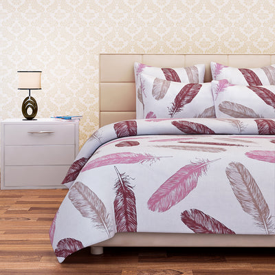 Abstract Pink Cotton Double Bedsheet Set