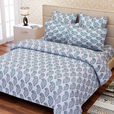 Ethnic  Green Cotton  Double  Bedsheet Set