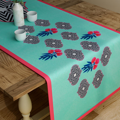 Floral Blue Table Runner