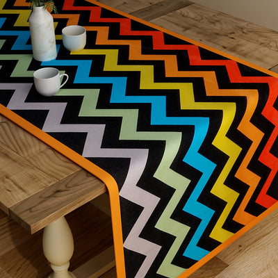 Geometric Black Table Runner