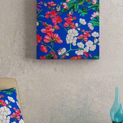 SEJ Floral Blue Color Framed Wall Art