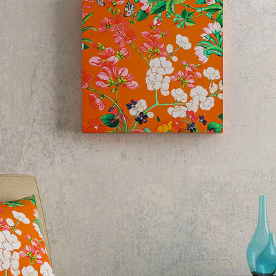 SEJ Floral Orange Framed Wall Art