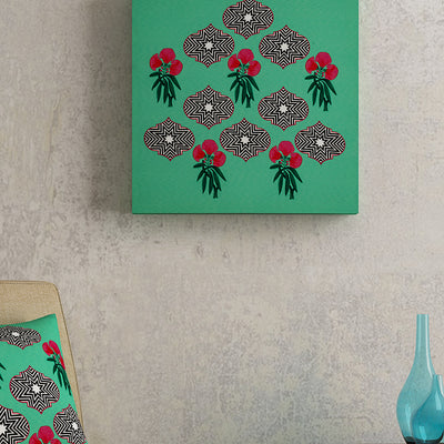 SEJ Green Color Floral Framed Wall Art