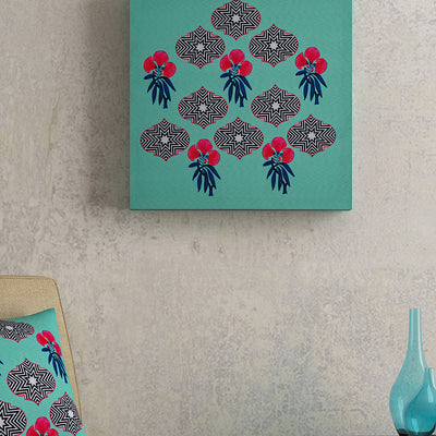 SEJ Floral Blue Framed Wall Art